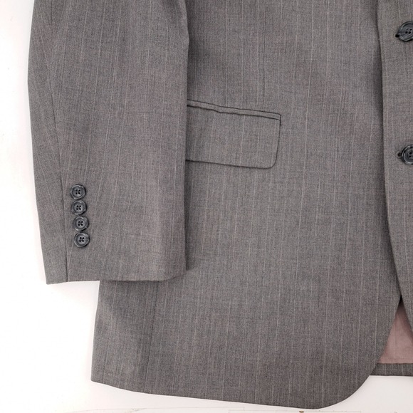 Jos A Bank Mens 44L Gray Pinstripe Wool Cashmere 2 Piece Suit Pleated Pant 36x30 - Picture 4 of 16